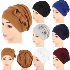 NEW Fashion Mujer Cotton Flower Hat Cancer Chemo Beanie Baggy Cap Turban Hijab  eb-69643187